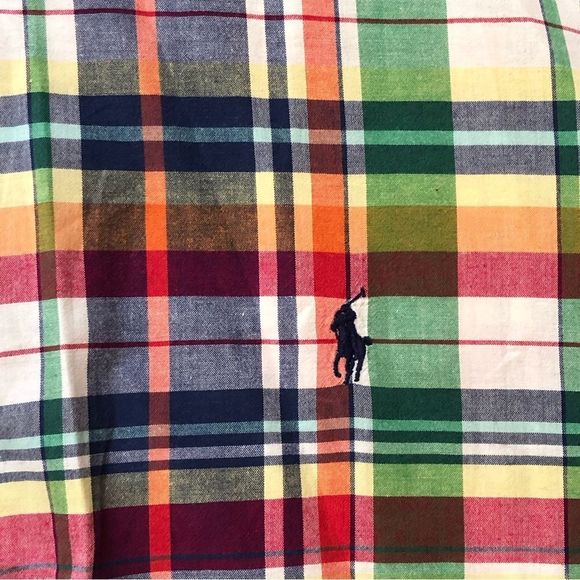 RALPH LAUREN Men’s Short Sleeve Plaid Button Down Shirt w/ Collar Buttons Sz 2XB - Picture 3 of 7